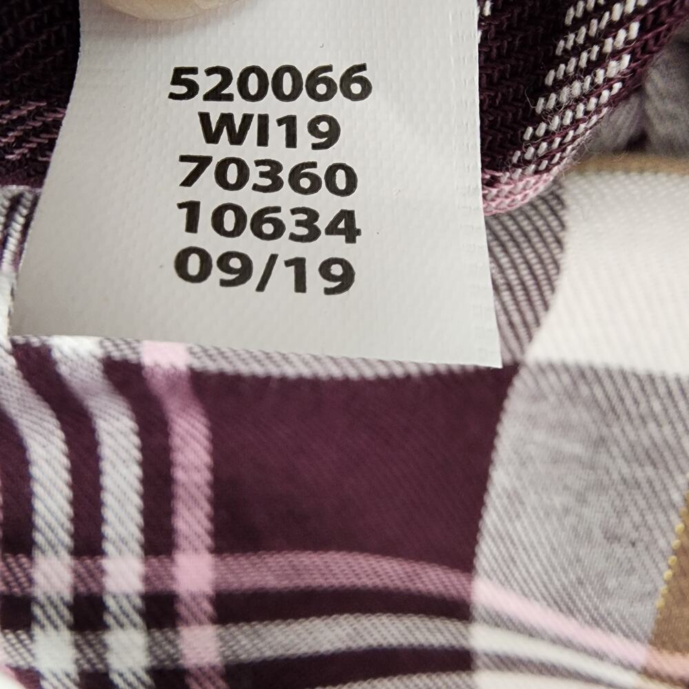 LOFT Womens Plaid Henley Popover Blouse Tunic Plum Purple Small Shimmer Relaxed - Picture 10 of 10